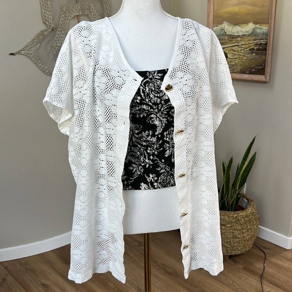 Le Cove Brand White Crochet Lightweight Swimsuit Coverup - Picture 4 of 8